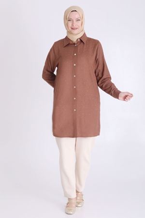 Behrem Taşlı Tunik- LYN03791 Kahve