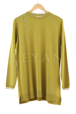 Tığ Triko Fırfır Detaylı Tunik- LYN03537 Asit