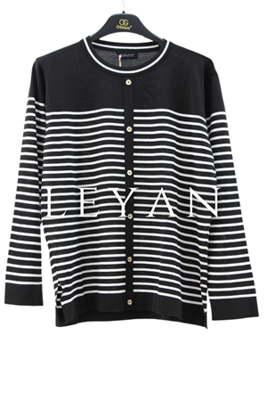 Orhan Store Düğme Detaylı Çizgili Bluz- LYN04012 Siyah