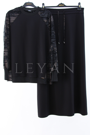 Defrina Kadife Detaylı Takım- LYN03875 Siyah