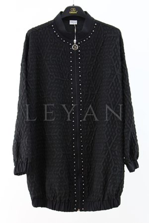 Orhan Store İnci Detaylı Brokar Ceket- LYN03849 Siyah