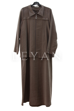 Dule Taş Ceketli Elbise- LYN03987 Kahve