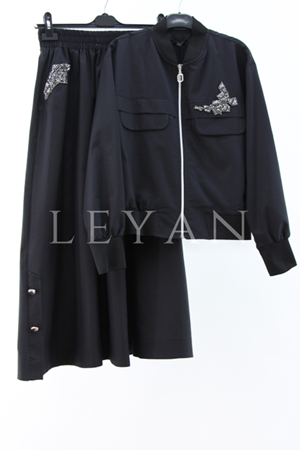 My312 Taşlı Etekli Takım- LYN03883 Siyah