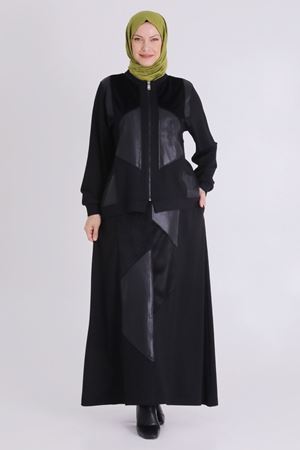 Behrem Deri Detaylı Etekli Takım- LYN03997 Siyah