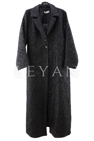 Dule Simli Uzun Ceket- LYN03984 Siyah