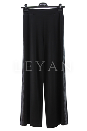 Fuat Gürşen Deri Şerit Detaylı Pantolon- LYN04032 Siyah