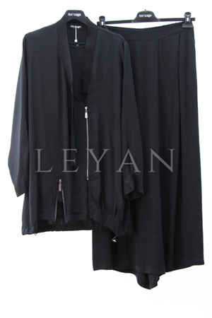 Fuat Gürşen Fermuar Detaylı Üçlü Takım- LYN04003 Siyah