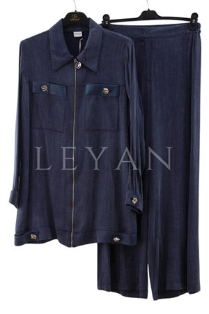 Orhan Store Deri Detaylı Takım- LYN04002 Lacivert