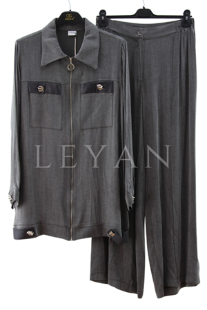 Orhan Store Deri Detaylı Takım- LYN04002 Antrasit