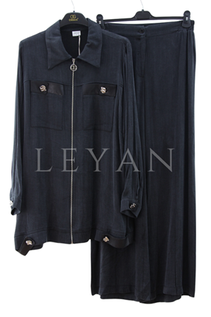 Orhan Store Deri Detaylı Takım- LYN04002 Siyah