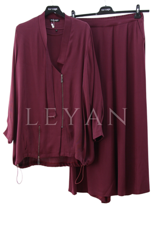 Fuat Gürşen Fermuar Detaylı Üçlü Takım- LYN04003 Mürdüm