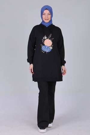 Behrem Baskılı Tunik- LYN03906 Siyah
