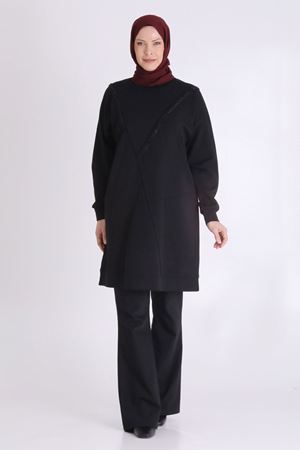 Behrem Boncuk İşlemeli Tunik- LYN03986 Siyah