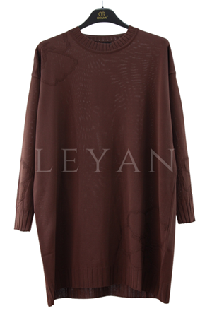 Orhan Store Çiçek Baskılı Tunik- LYN04011 Kahve