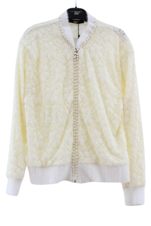 My312 İncili Dantelli Ceket- LYN03154 Ekru