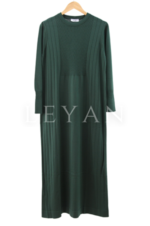 Nuss Zikzak Desenli Elbise- LYN03969 Zümrüt