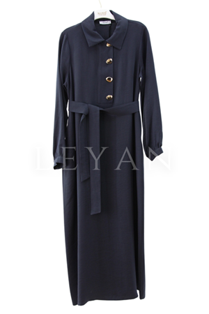 Nuss Çıtçıt Detaylı Elbise- LYN04180 Lacivert