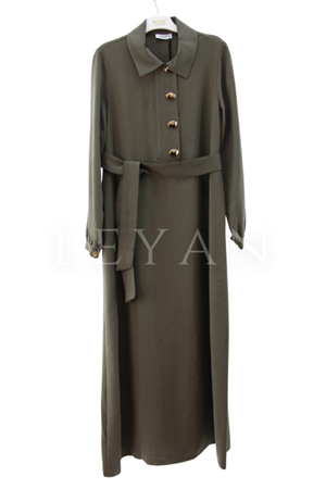 Nuss Çıtçıt Detaylı Elbise- LYN04180 Haki