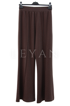 Sentez Taşlı İspanyol Pantolon- LYN04179 Kahve