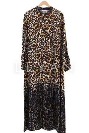 Leopar Desenli Elbise-LYN02540 Kahve