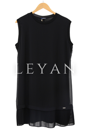 Pilise Detaylı Kolsuz Tunik- LYN01415   Siyah