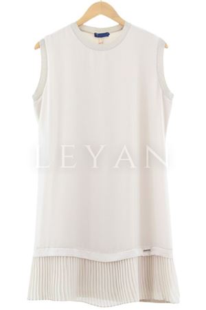 Pilise Detaylı Kolsuz Tunik- LYN01415   Bej
