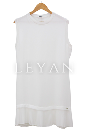 Pilise Detaylı Kolsuz Tunik- LYN01415   Ekru