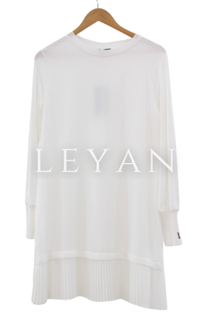 Pilise Detaylı Uzun Kollu Tunik- LYN01423  Ekru