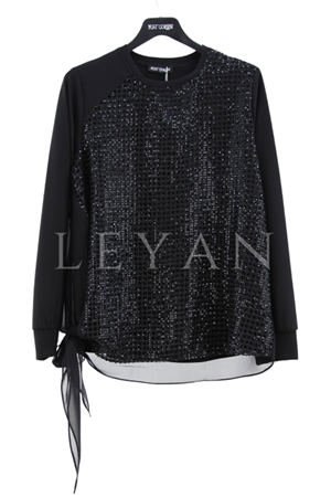 Fuat Gürşen Pul Payetli Bluz- LYN04184 Siyah
