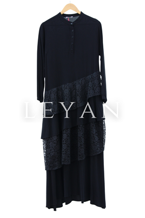 Küpürlü Viscon Elbise- LYN01467  Siyah