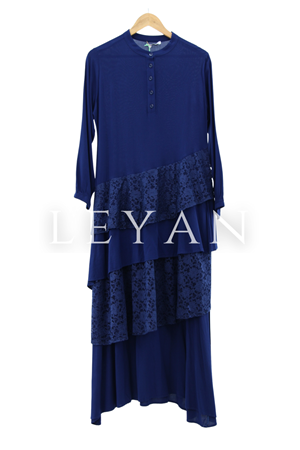 Küpürlü Viscon Elbise- LYN01467  Lacivert