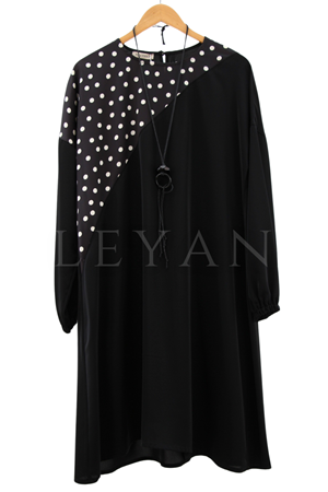 Müsemma Merve Puantiyeli Tunik- LYN02708 Siyah
