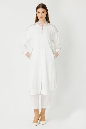 Müsemma Omzu Ve Cebi Taşlı Kap- LYN02580 Ekru