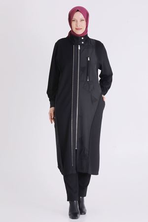 Behrem Jakar Kumaş Kombinli Kap- LYN04186 Siyah