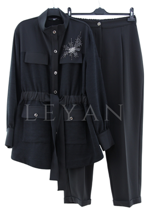 My312 Cebi Taşlı Takım- LYN04191 Siyah