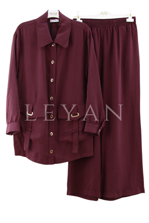 Nuss Cep Detaylı İkili Takım- LYN04194 Mürdüm