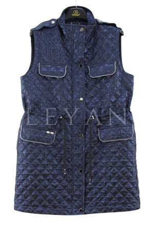 Orhan Store Jakarlı Kapitone Yelek- LYN04198 Lacivert