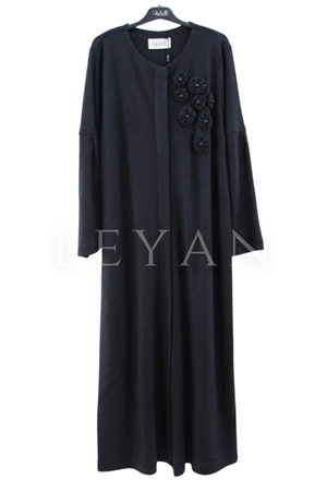 Dule Çiçek Detaylı Ferace- LYN04209 Siyah