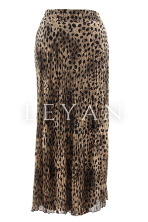 Sentez Leopar Kırıştırma Etek- LYN04201 Camel