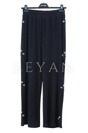 Fuat Gürşen İşlemeli Triko Pantolon- LYN04214 Siyah