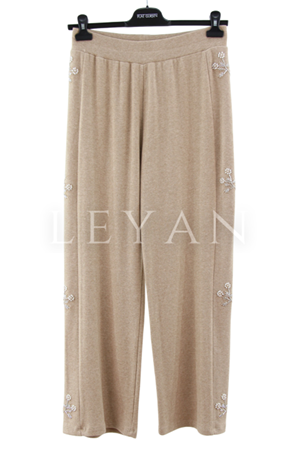 Fuat Gürşen İşlemeli Triko Pantolon- LYN04214 Bej