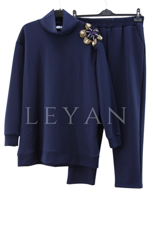 Missemramiss Silenza Omzu İşlemeli Takım- LYN04224 Lacivert