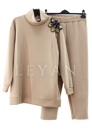 Missemramiss Silenza Omzu İşlemeli Takım- LYN04224 Bej