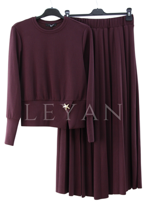My312 Piliseli Örme Takım- LYN04226 Bordo