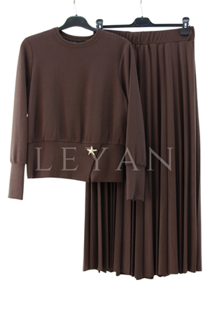 My312 Piliseli Örme Takım- LYN04226 Kahve