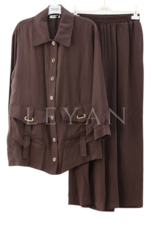 Nuss Cep Detaylı İkili Takım- LYN04194 Kahve