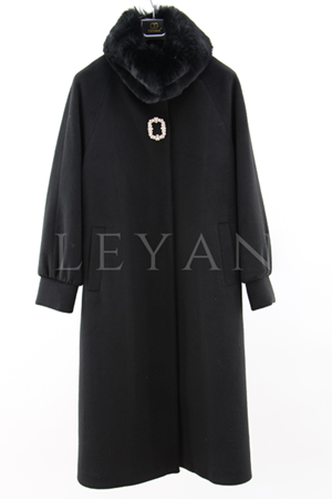 Orhan Store Kürk Detaylı Kaban/ LYN03079 Siyah