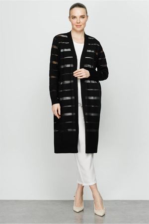 Mutlu Ertan Sim Çizgili Hırka- LYN02867 Siyah