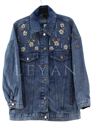 My312 Omuz Taşlı Jean Ceket- LYN04255 Mavi
