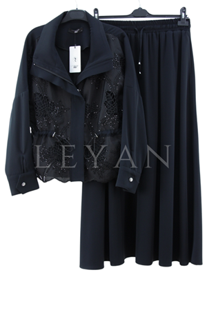 My312 Dantelli Etekli Takım- LYN04252 Siyah